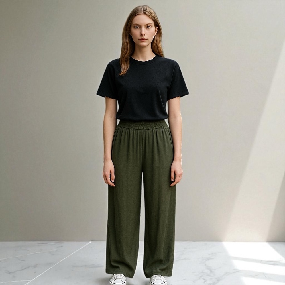 🤑 5/$25 Forever 21 Palazzo Pull-On Army Green Wide Leg Pants